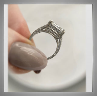 2.25 Ct  Cushion Cut Diamond EAST WEST  Vintage Style Solitaire  VS1 14K  & Platinum *** By Chelsea Leigh and Company