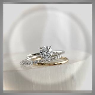 2 Ring Set On Sale *** 1.52 Ct  VS1 E Brilliant Cut Diamond Solitaire 2 Ring Set 14K *** By Chelsea Leigh and Company