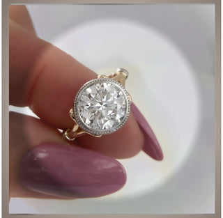 Sale*** 2.00 Ct. Bezel Set Round Diamond Engagement Ring 14KYG & Platinum *** By Chelsea Leigh and Company
