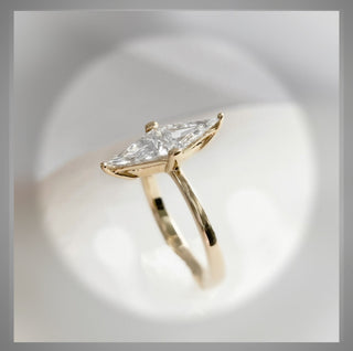 1.08 Ct Rhombus Diamond Solitaire Engagement or Right Hand Ring VS1  14K *** By Chelsea Leigh and Company