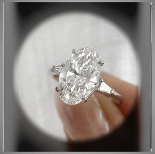 On Sale ***4.00 Ct   Brilliant Cut Oval  Diamond Ring W/ Baguettes  **By Chelsea Leigh and Company