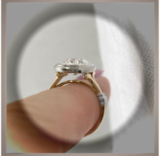 Sale*** 2.00 Ct. Bezel Set Round Diamond Engagement Ring 14KYG & Platinum *** By Chelsea Leigh and Company