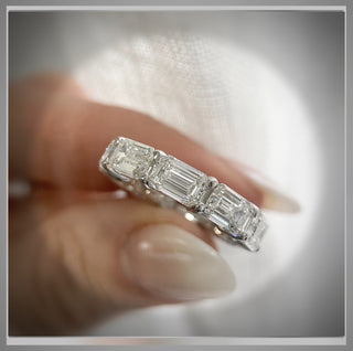 10 Carat East West Emerald Cut Diamond Eternity Band In Gold in 18K White Gold  *** By Chelsea Leigh and Company