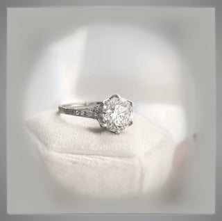 Two Wedding Bands  to go with Edwardian Antique Style Diamond BLOOMINGTON STYLE, CIRCA 1900 Engagement Ring *** By Chelsea Leigh and Company