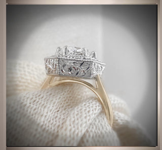 1.60 Ct Victorian Era Vintage Antique Style Dutch Marquise  Diamond Engagement Ring in 14K and Platinum  *** By Chelsea Leigh and Company