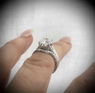 New Sale Price *** 2.50 Ct. Edwardian Antique Vintage Style Round Diamond HANDCRAFTED  Engagement Ring   ***  By Chelsea Leigh & Company