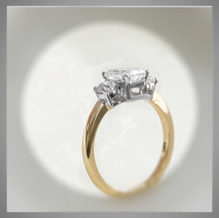 1.09 Carat Ct Emerald Cut Diamond Ring W/ Rounds  By Chelsea Leigh and Company