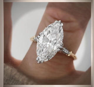 3.10 Ct. Edwardian Antique Vintage Style Platinum and 14K Yellow Gold Engagement Ring  Moval Center Diamond *** By Chelsea Leigh & Company