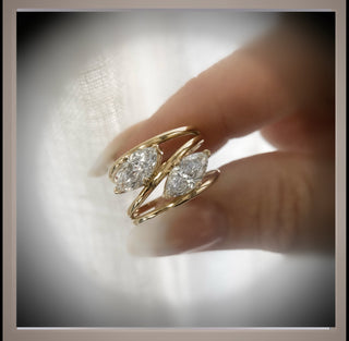 Quick Ship***On SALE***2.25 Ct Double Marquise cut Diamond Helix Engagement Ring VS1  E ***By Chelsea Leigh and Company