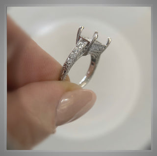 2.25 Ct  Cushion Cut Diamond EAST WEST  Vintage Style Solitaire  VS1 14K  & Platinum *** By Chelsea Leigh and Company
