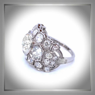 7 Carat Art Deco Inspired  Vintage Style Platinum Ring - Circa 1920- 1930 *** By Chelsea Leigh and Company