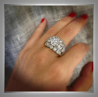 7 Carat Art Deco Inspired  Vintage Style Platinum Ring - Circa 1920- 1930 *** By Chelsea Leigh and Company