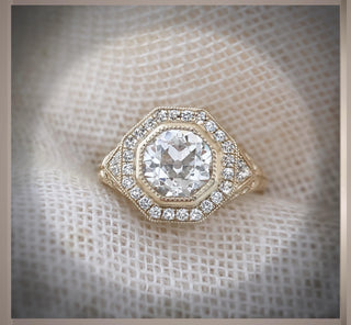 3.65 Carat  Antique Art Deco Vintage Style  Octogon  Old European Cut Diamond Engagement Ring *** By Chelsea Leigh and Company