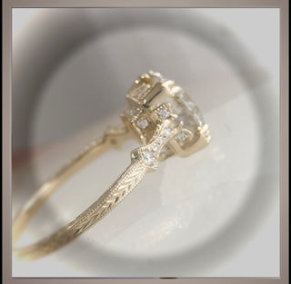 2.05 Carat Edwardian  Antique Style  Diamond Engagement Ring   14K Yellow Gold *** By Chelsea Leigh and Company