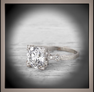 On Sale ***3.05 Carat Edwardian   Antique Style  Platinum or White Gold Diamond Engagement Ring *** By Chelsea Leigh and Company