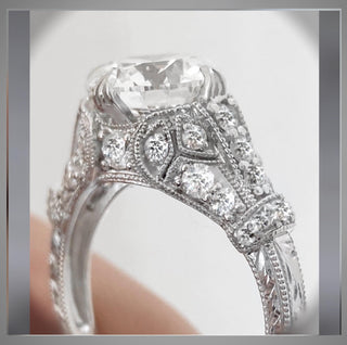 2.60 Ct.Antique  Edwardian Vintage Style Platinum Engagement Ring Platinum *** By Chelsea Leigh and Company