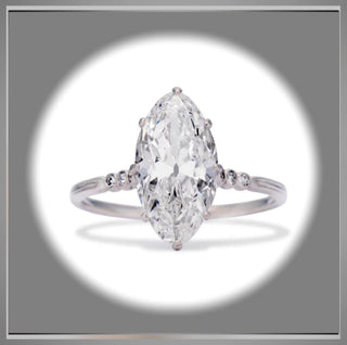 3.20 Ct. Edwardian Antique Vintage Style Platinum Engagement Ring with Moval Center Diamond *** By Chelsea Leigh & Company