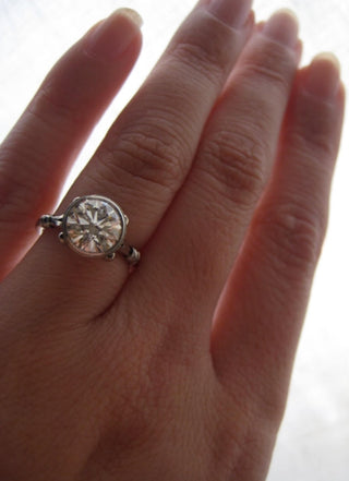 On Sale***3.00  Ct. Bezel  Round Diamond Engagement Ring 14KYG & Platinum  *** By Chelsea Leigh and Company