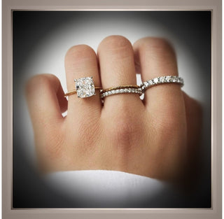3.00 Ct Cushion Cut Diamond Solitaire Engagement Ring  VVS2  14K & Platinum