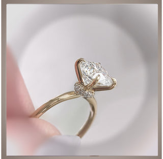 On Sale *** 2.10 Ct Brilliant Cut Round Diamond Solitaire with Diamond Collar Engagement Ring 14K  *** By Chelsea Leigh and Company
