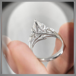 4.70 Carat Three Stone Pear Shaped Diamond Engagement Ring With Pear Diamond side Diamonds  By Chelsea Leigh and Company