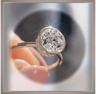 2.10 Ct. Bezel Set Round Diamond Engagement Ring  14KYG *** By Chelsea Leigh and Company