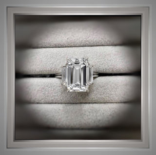 On Sale ***4.50 Ct Emerald Cut Diamond Ring W/ Trapezoids  VVS2 *** By Chelsea Leigh and Company