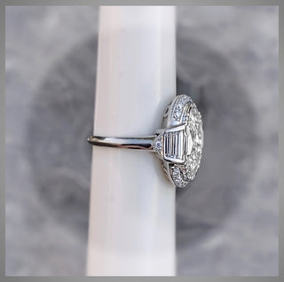 ON SALE *** 4.00 Ct Art Deco Antique Vintage Style Oval Diamond Halo  Engagement Ring Circa 1935 Style  *** By Chelsea Leigh and Company