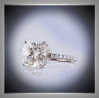 3.50  Ct Cushion Cut Diamond Solitaire Engagement Ring  ***IGI Certified