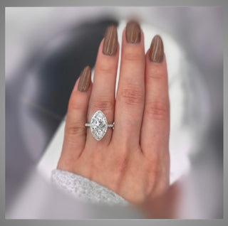 On SALE***3.85 Ct Ct Marquise cut Diamond Halo Engagement Ring VS1 F By: Chelsea Leigh and Company *** Save 7g