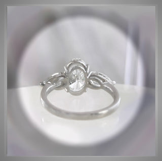 3.30 Carat Three Stone Oval Diamond Engagement Ring With Pear Diamond side Diamonds *** By Chelsea Leigh and Company