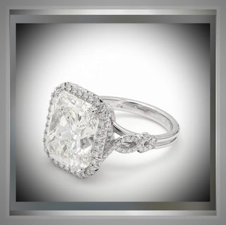 Luxury Size *** 6.22 Ct Radiant  Cut Diamond  Halo Engagement Ring VS1 F *** By Chelsea Leigh and Company