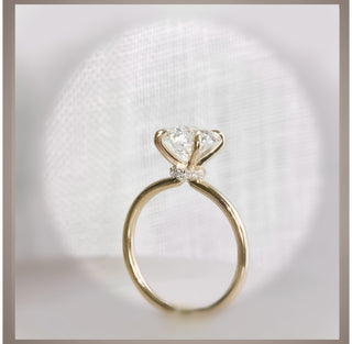 On Sale *** 2.10 Ct Brilliant Cut Round Diamond Solitaire with Diamond Collar Engagement Ring 14K  *** By Chelsea Leigh and Company