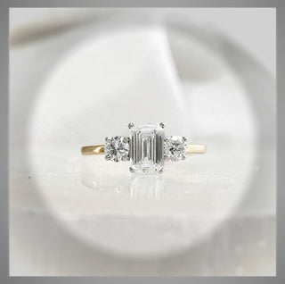 1.09 Carat Ct Emerald Cut Diamond Ring W/ Rounds  By Chelsea Leigh and Company