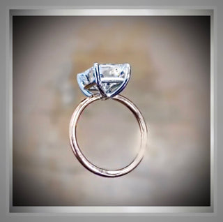 3.00 Ct Cushion Cut Diamond Solitaire Engagement Ring  VVS2  14K & Platinum