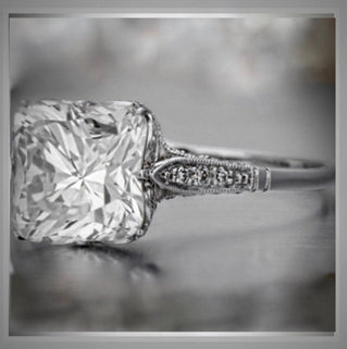 2.45 Carat Princess Cut Diamond Edwardian Antique Vintage Style Platinum Engagement Ring  *** By Chelsea Leigh and Company