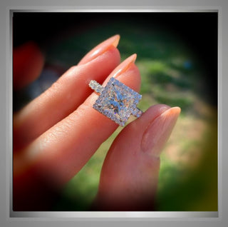 2.90 Ct Princess Shaped Halo with Princess Cut Diamond Engagement Ring VS2  *** By Chelsea Leigh and Company
