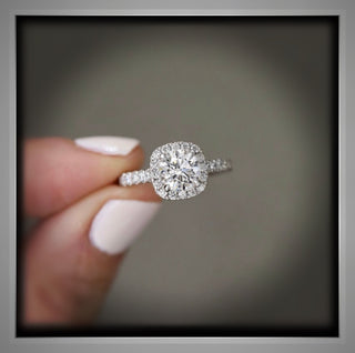 ON SALE***1.60 Ct Cushion Shaped Halo with Brilliant Cut Round Diamond Engagement Ring VS1 E
