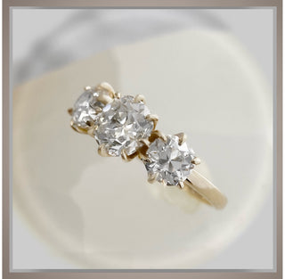3 Carat Old Mine/Old European Cut 3 Stone Antique Vintage Style  Diamond Ring OMC & OEC  *** By Chelsea Leigh and Company