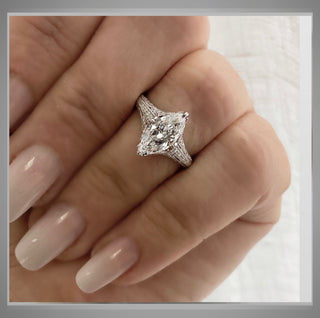 2.00 Ct Edwardian Antique Style  Marquise Diamond Engagement Ring