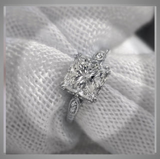 2.45 Carat Princess Cut Diamond Edwardian Antique Vintage Style Platinum Engagement Ring  *** By Chelsea Leigh and Company