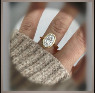 3.00 Ct. Bezel Set Oval Diamond Engagement Ring VS1 14K ***By Chelsea Leigh & Company