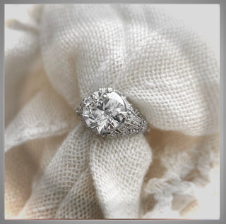 4.62 Ct. Edwardian Style Platinum Engagement Ring By Chelsea Leigh and Company