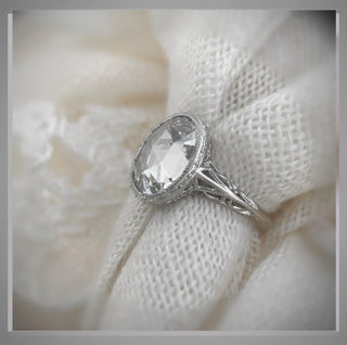 3.00 Ct. Antique Rose Cut Oval Vintage Style Diamond Engagement Ring *** By Chelsea Leigh and Company