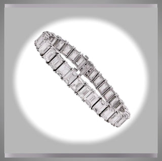 35 Carat  Emerald Cut Diamond Tennis Bracelet