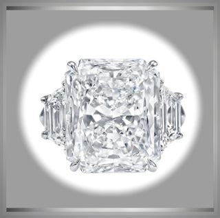 On SALE***6.20 Ct Radiant Cut Diamond Engagement Ring with Trapezoids ***By Chelsea Leigh and Company