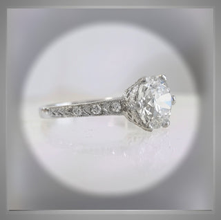 Circa 1920 Style Platinum Engagement Ring with 2.50 Ct Brilliant Cut Round Diamond *** By Chelsea Leigh and Company