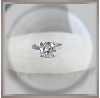 3.55 Ct Antique Cushion / Old Mine Cut Diamond Vintage Style Solitaire Engagement Ring *** By Chelsea Leigh and Company