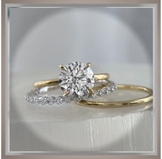 On Sale *** 2.10 Ct Brilliant Cut Round Diamond Solitaire with Diamond Collar Engagement Ring 14K  *** By Chelsea Leigh and Company