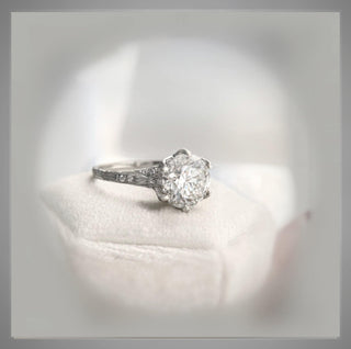 1.63 Ct Edwardian Antique Vintage Style Diamond  BLOOMINGTON STYLE,  Circa 1920 Engagement Ring 14K *** By Chelsea Leigh and Company